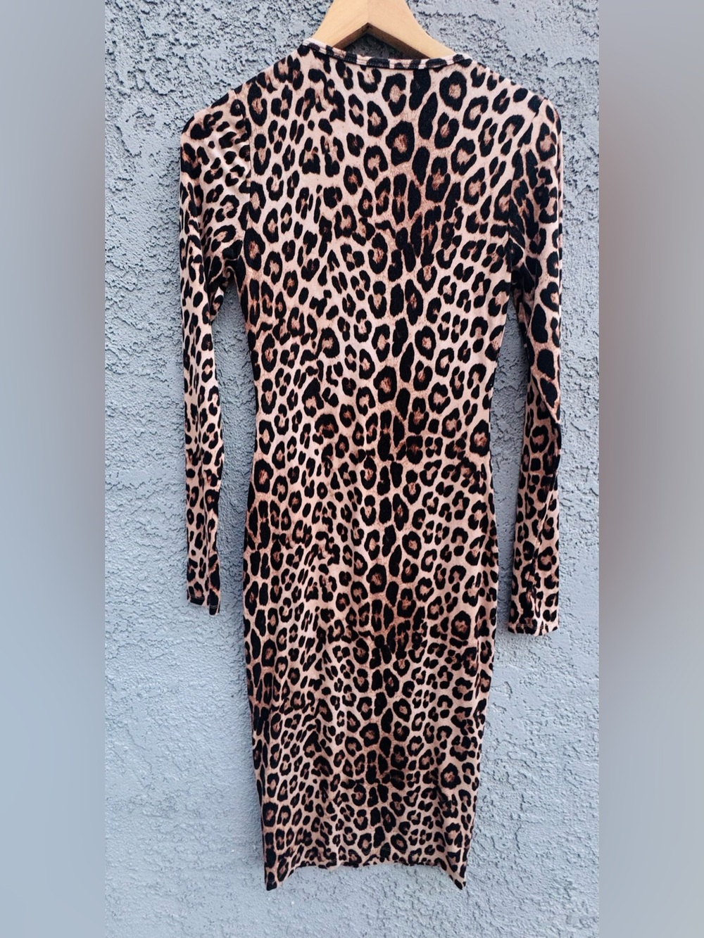Good American Leopard Animal Print Long Sleeve Midi Dress Size M - Picture 4 of 11